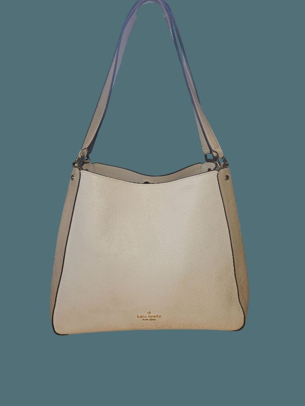 Kate Spade Leila Minimalist Quiet Luxury Two Tone Pebbled Leather Classic Hobo